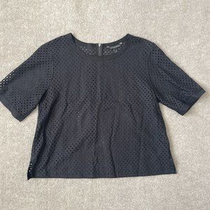 Banana Republic Shirt Womens Medium Black Sheer Cut Out Top Party Casual Layer